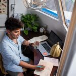 Man sitting at desk working from home
